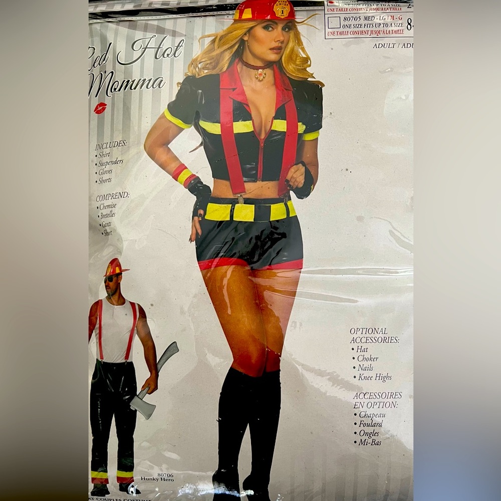 Women’s Red Hot Momma (Firefighter) Costume, Size Small (2-6).